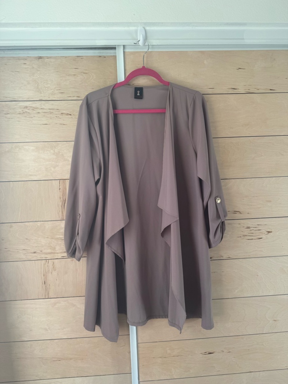 Open Front Draped Cardigan duster in Taupe